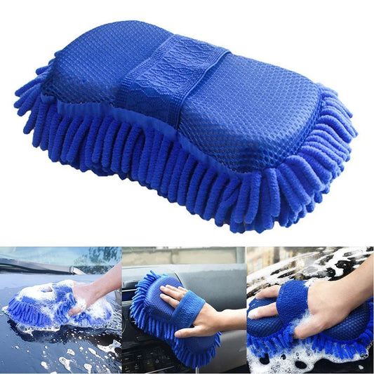Blue Microfiber Chenille Car Wash Sponge – Ultra Soft, Scratch-Free Cleaning