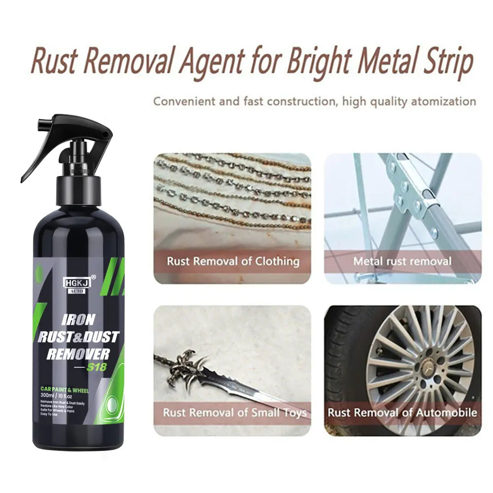 HGKJ Iron Rust & Dust Remover Spray – Safe Car Paint & Wheel Cleaner