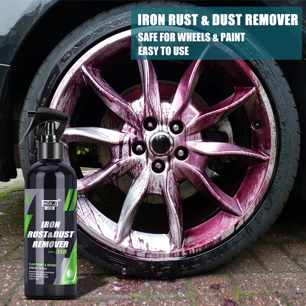 HGKJ Iron Rust & Dust Remover Spray – Safe Car Paint & Wheel Cleaner