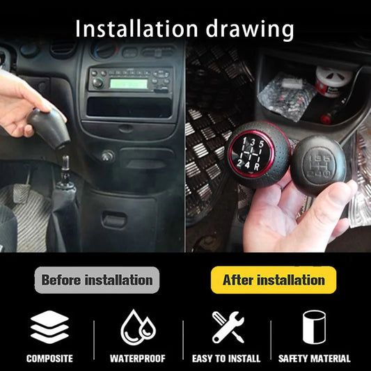 5-Speed Leather Gear Shift Knob – Universal Fit for Manual Cars