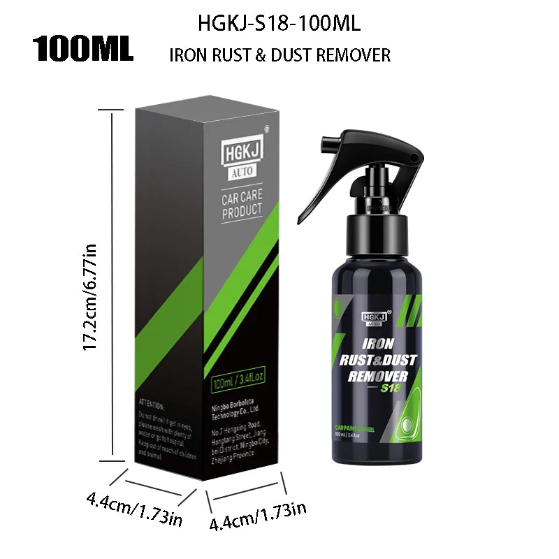 HGKJ Iron Rust & Dust Remover Spray – Safe Car Paint & Wheel Cleaner