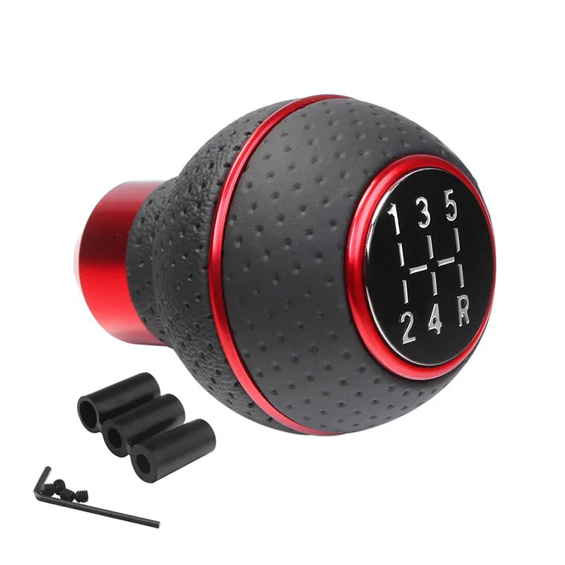 5-Speed Leather Gear Shift Knob – Universal Fit for Manual Cars