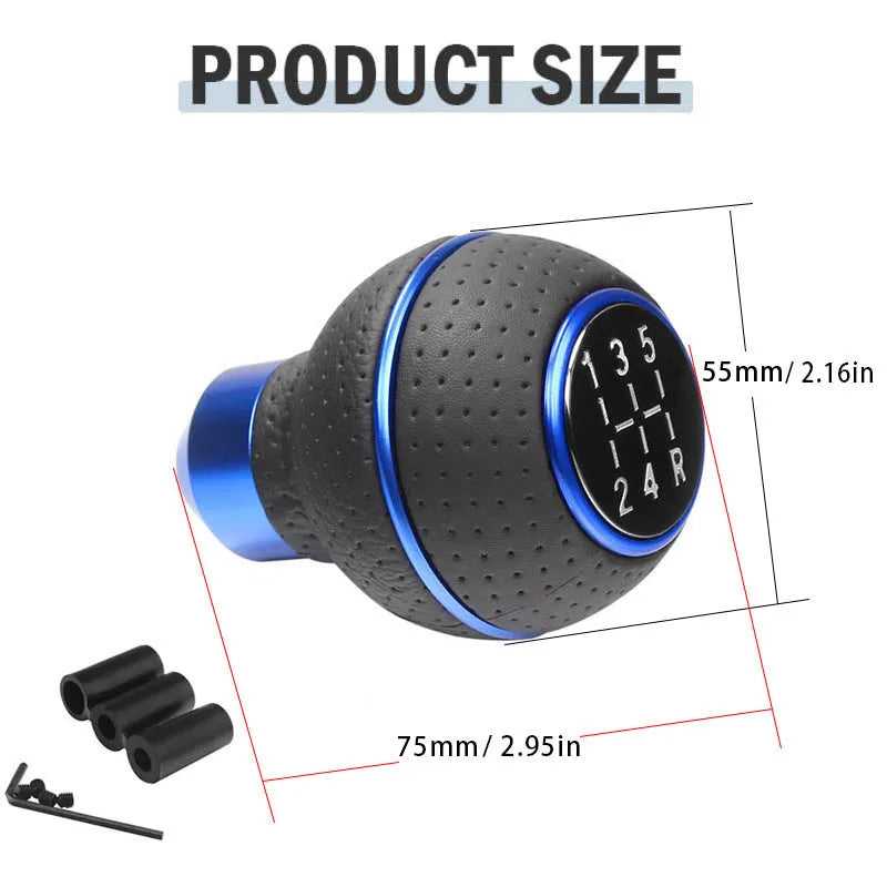 5-Speed Leather Gear Shift Knob – Universal Fit for Manual Cars
