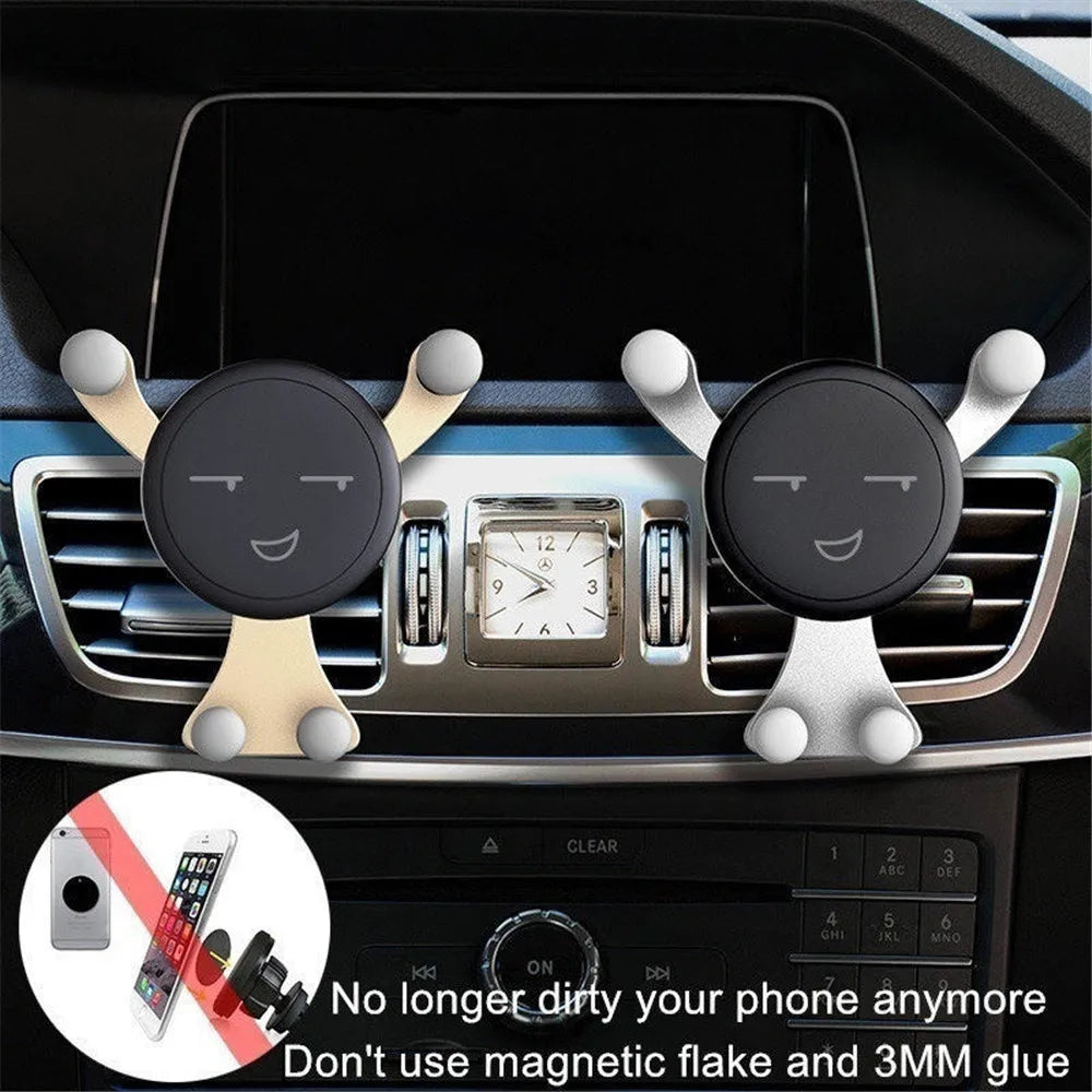 Smiley Face Gravity Car Phone Holder – Air Vent Mount for All Smartphones