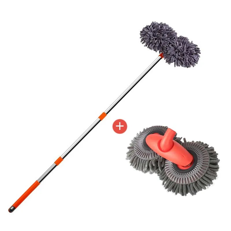 Double Brush Head Car Cleaning Mop – Telescopic Chenille Wash Mop