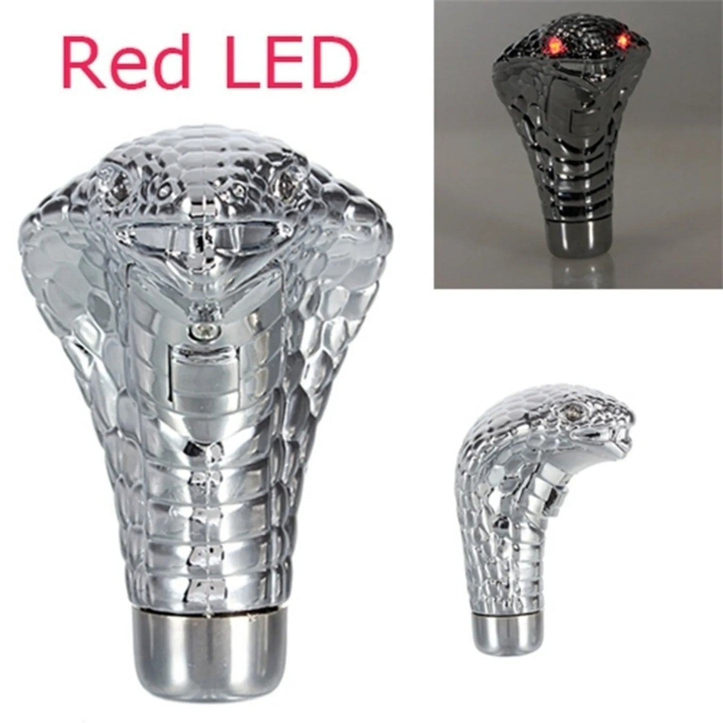 Universal Cobra Snake LED Gear Shift Knob – Chrome Red & Blue