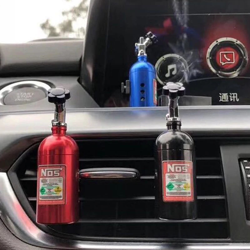 NOS Nitrogen Bottle Car Air Freshener – Aromatherapy Vent Perfume with 4 Fragrance Options