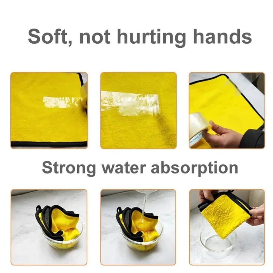 Microfiber Car Cleaning Towels –  (Yellow/Grey)
