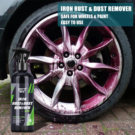 HGKJ Iron Rust & Dust Remover Spray – Safe Car Paint & Wheel Cleaner