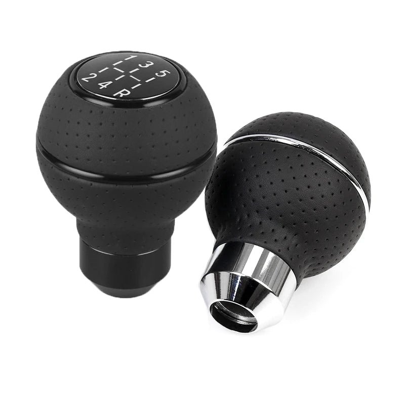 5-Speed Leather Gear Shift Knob – Universal Fit for Manual Cars