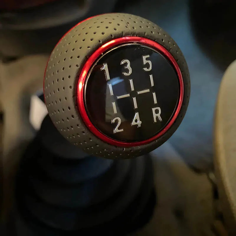 5-Speed Leather Gear Shift Knob – Universal Fit for Manual Cars