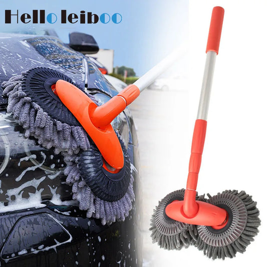 Double Brush Head Car Cleaning Mop – Telescopic Chenille Wash Mop
