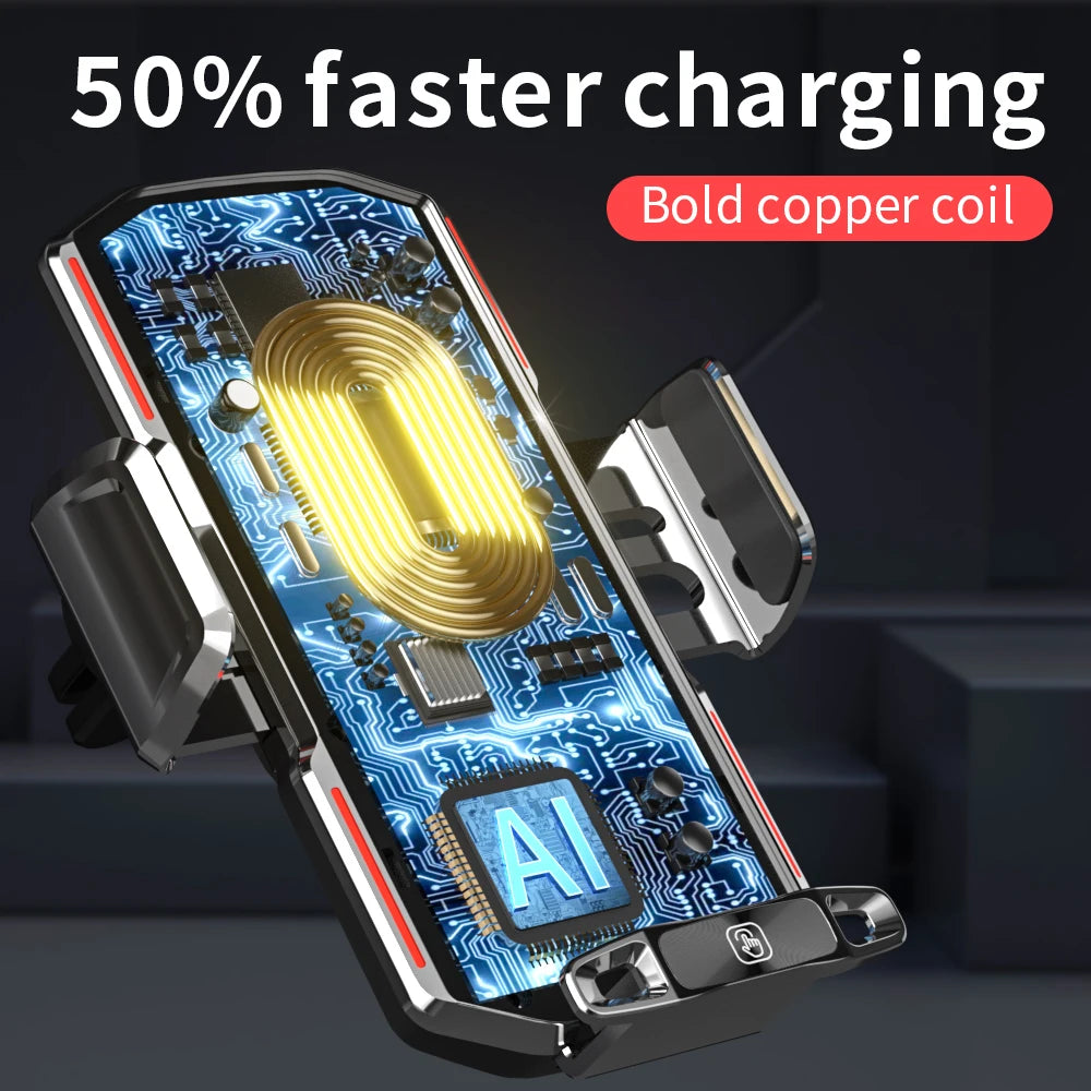 66W Wireless Car Charger – Auto-Clamp Phone Holder for iPhone & Android
