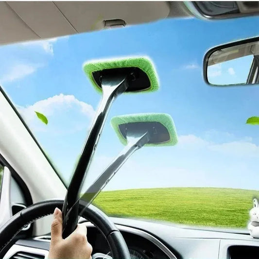 Windshield Defogger & Dust Brush – Long Handle Glass Cleaner for Cars