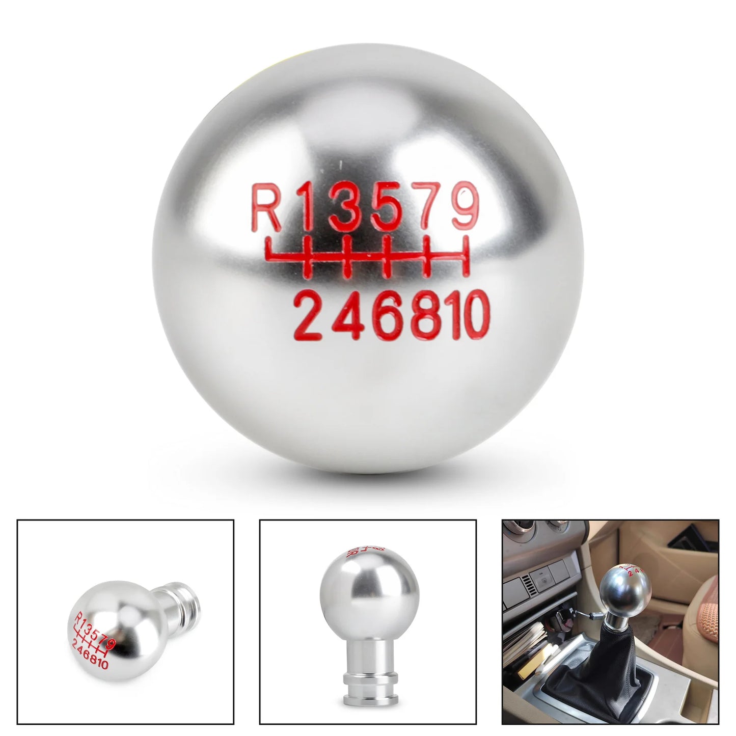 5/6/10 Speed Aluminum Gear Shift Knob – Universal Fit for Manual Transmission – M8, M10, M12