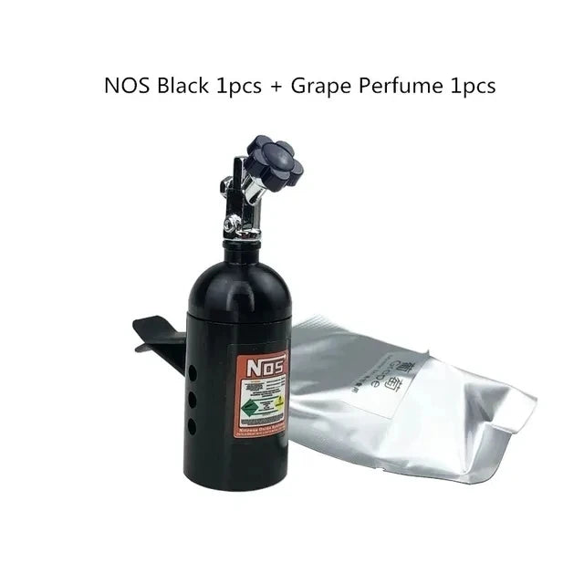 NOS Nitrogen Bottle Car Air Freshener – Aromatherapy Vent Perfume with 4 Fragrance Options