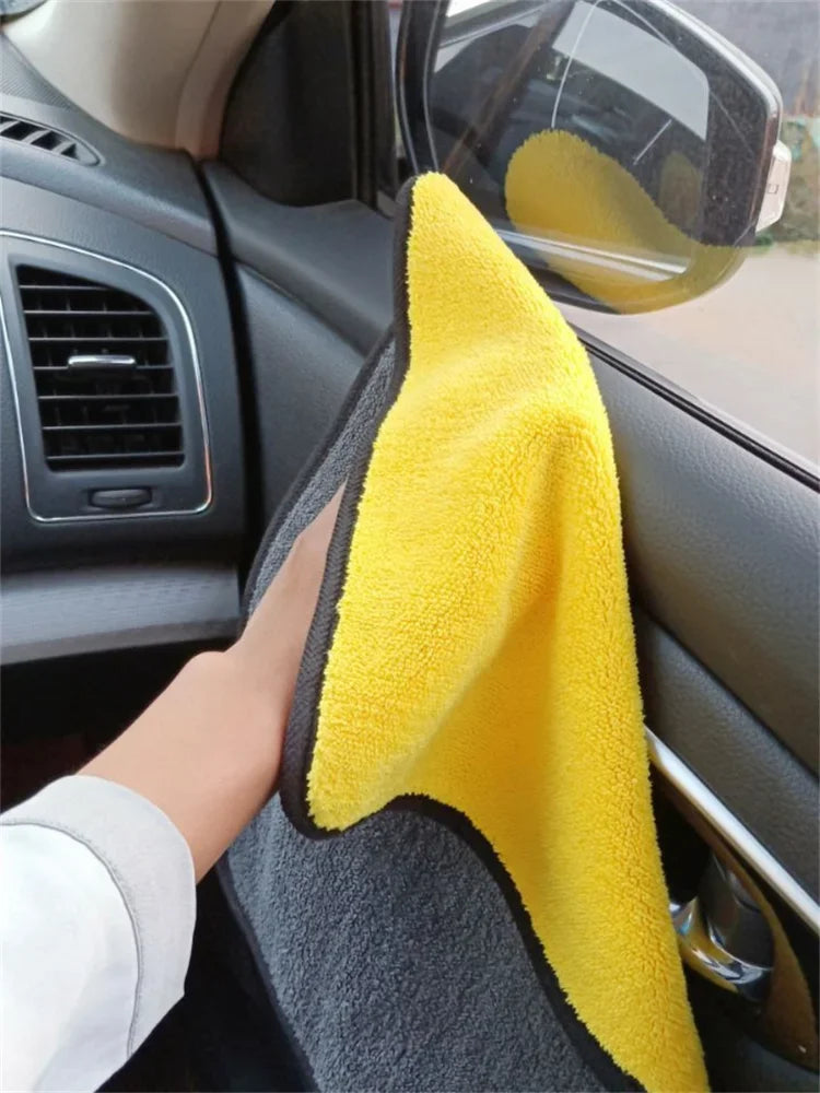 Microfiber Car Cleaning Towels –  (Yellow/Grey)