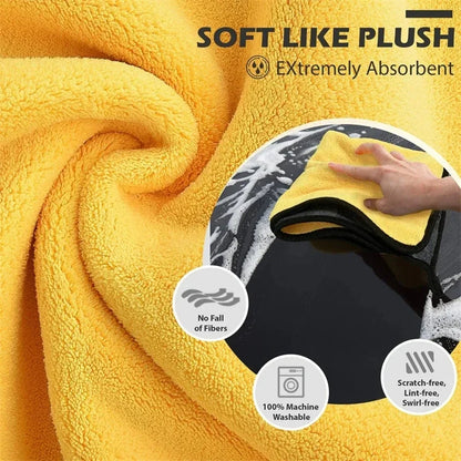 Microfiber Car Cleaning Towels –  (Yellow/Grey)