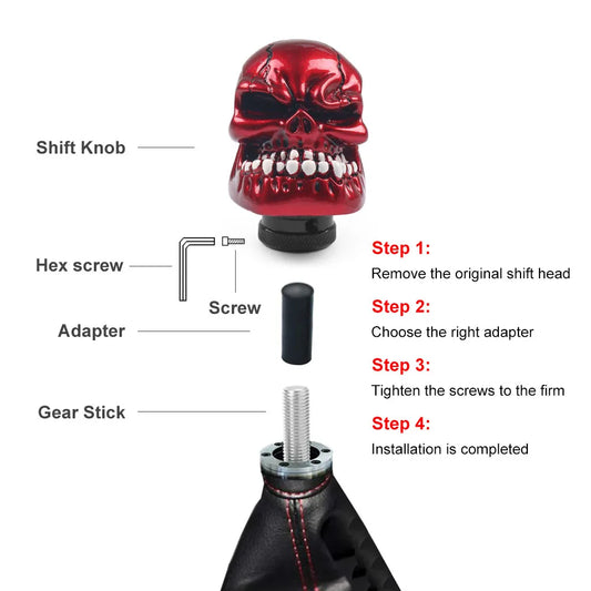 Universal Skull Gear Shift Knob – Sporty Manual Transmission Knob – 66mm Premium Quality