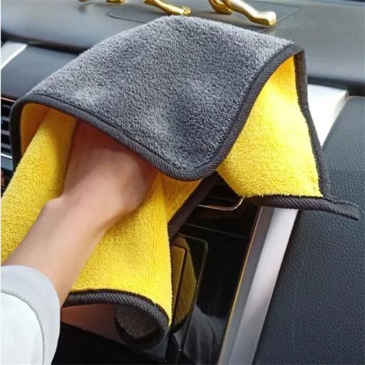 Microfiber Car Cleaning Towels –  (Yellow/Grey)
