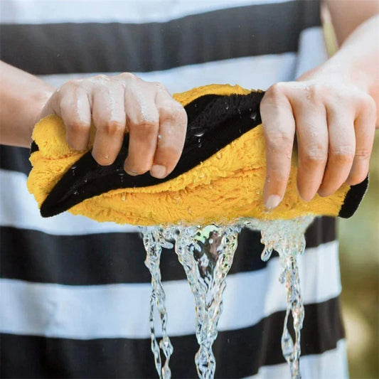 Microfiber Car Cleaning Towels –  (Yellow/Grey)