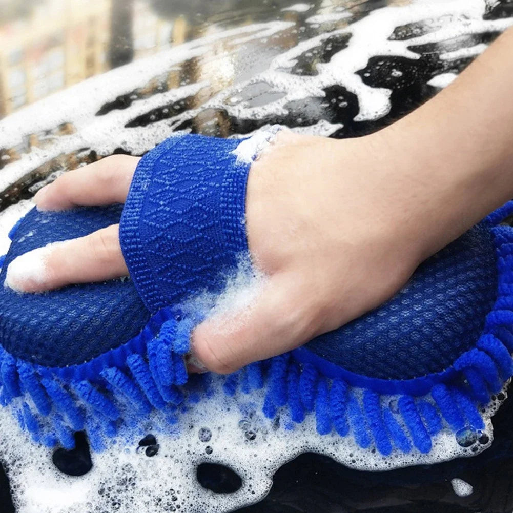 Blue Microfiber Chenille Car Wash Sponge – Ultra Soft, Scratch-Free Cleaning
