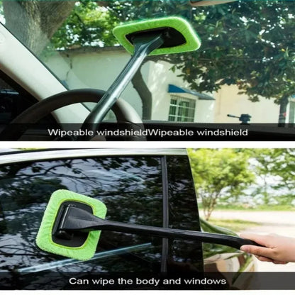 Windshield Defogger & Dust Brush – Long Handle Glass Cleaner for Cars