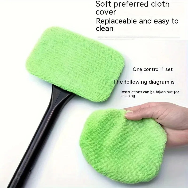 Windshield Defogger & Dust Brush – Long Handle Glass Cleaner for Cars