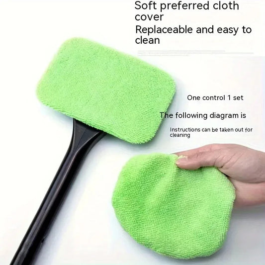 Windshield Defogger & Dust Brush – Long Handle Glass Cleaner for Cars