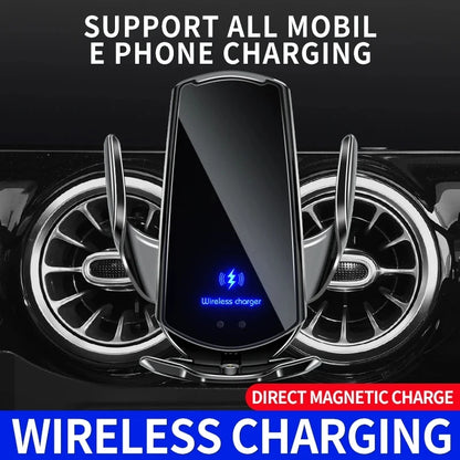 30W Magnetic Wireless Car Charger – Auto-Clamp Phone Mount with Fast Charging