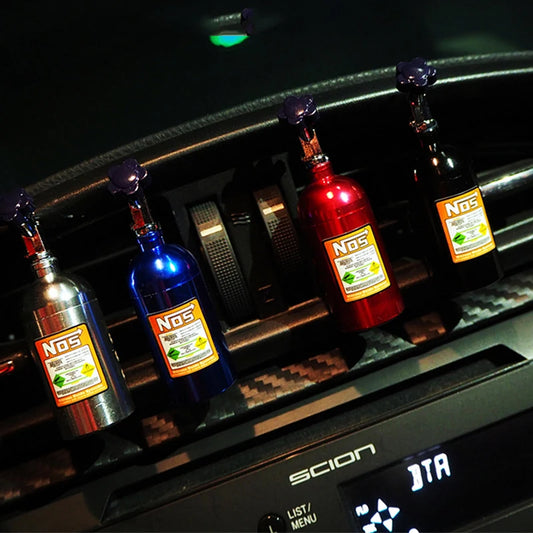 NOS Nitrogen Bottle Car Air Freshener – Aromatherapy Vent Perfume with 4 Fragrance Options
